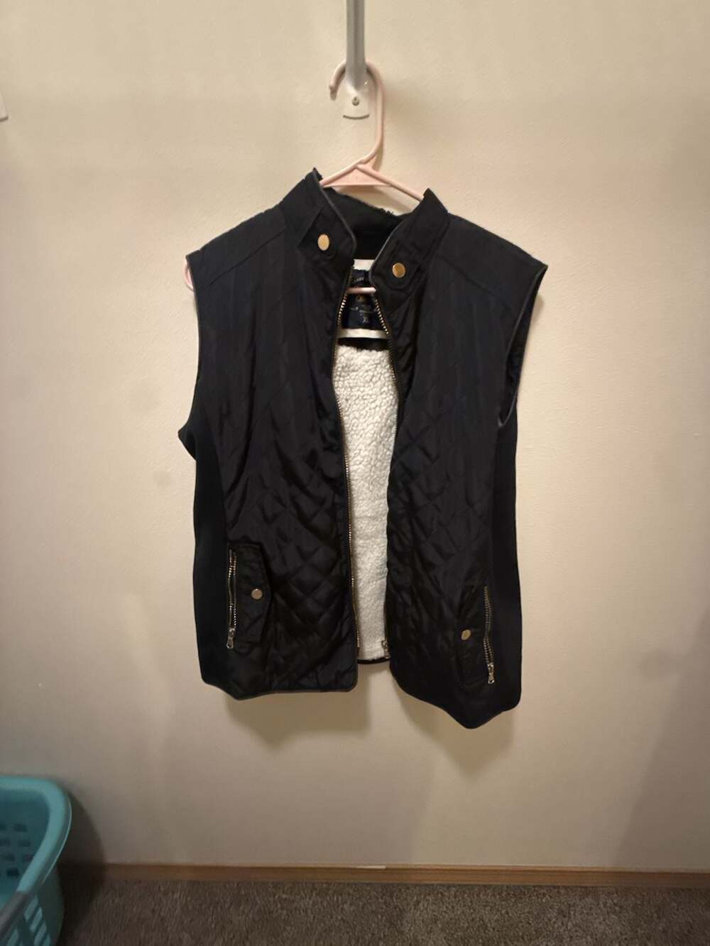 Cavalini Original Quilted Black Vest with Faux Fur Lining